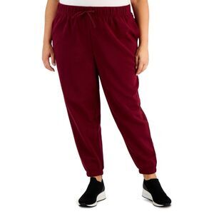 ID Ideology Womens Plus Size Solid Fleece Jogger Pants Malbec 1X